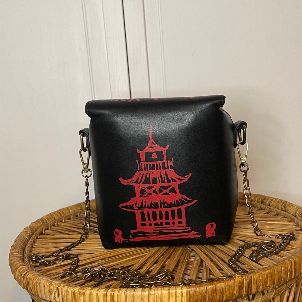 3AM Forever Chinese Takeout Box Thank You Crossbody Black and Red Bag